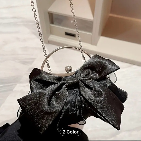 BNIP Adorable Satin Bow Evening bag-Black - Picture 9 of 10
